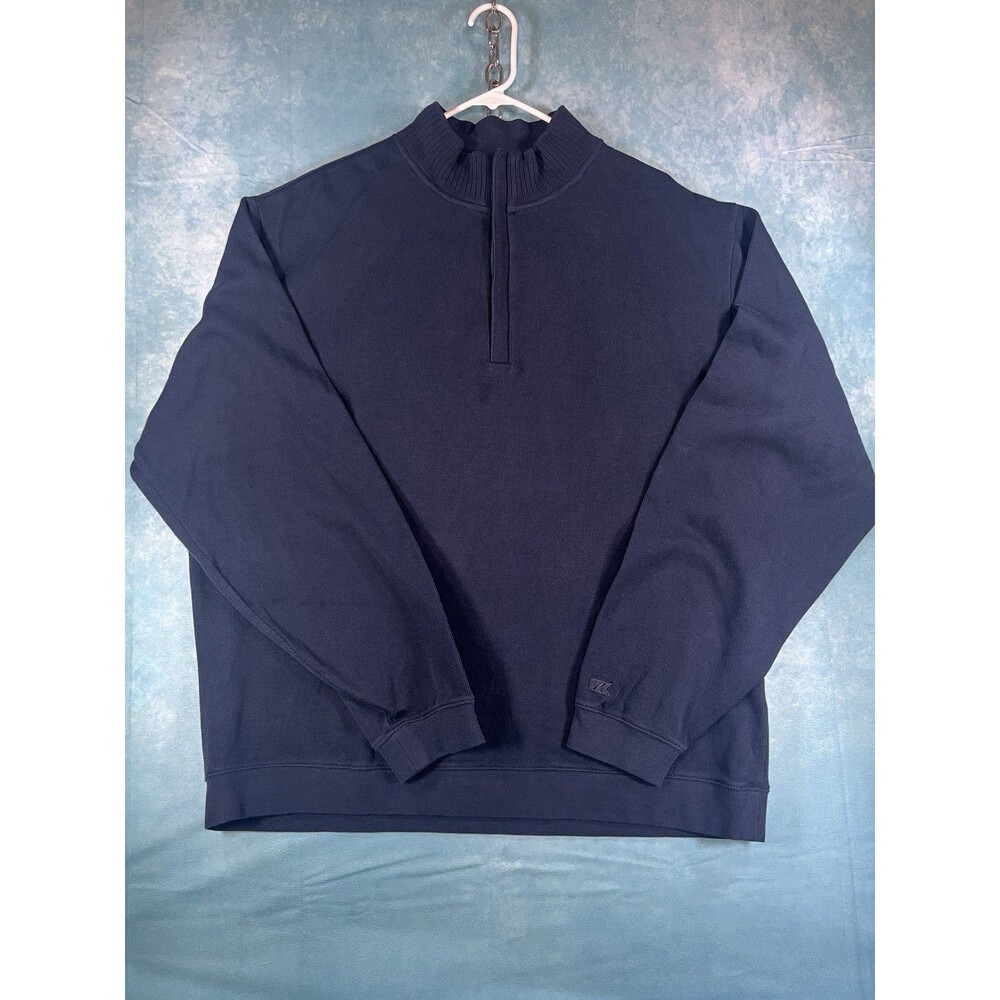 Cutter & Buck Sweater Mens Medium Navy Blue Merino Wool Blend 1/4 Zip LPGA Golf